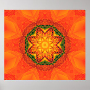 Abstract kaleidoscope orange background. Beautiful Poster