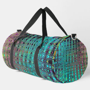 Abstract Kaleidoscopic Aqua Retro Boomerang Waves Duffle Bag