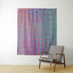 Abstract Kaleidoscopic Retro Boomerang Waves Tapestry