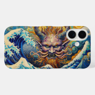 Abstract Kanagawa wave Oni demon Van Gogh mix iPhone 16 Case