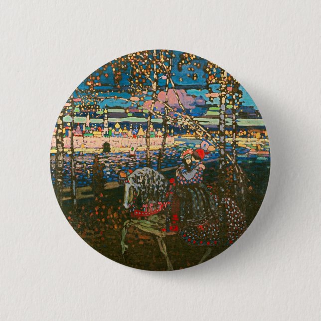 Abstract Kandinsky Riding Couple Colourful 6 Cm Round Badge (Front)