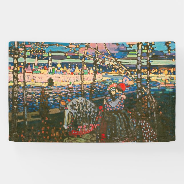 Abstract Kandinsky Riding Couple Colourful Banner (Horizontal)