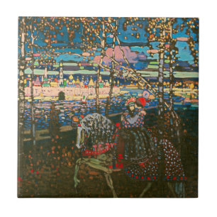 Abstract Kandinsky Riding Couple Colourful Ceramic Tile