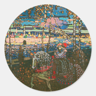 Abstract Kandinsky Riding Couple Colourful Classic Round Sticker