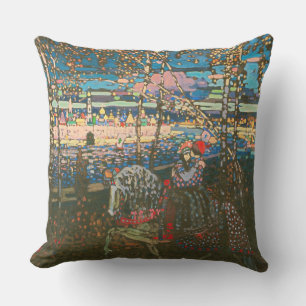 Abstract Kandinsky Riding Couple Colourful Cushion