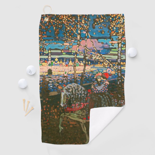 Abstract Kandinsky Riding Couple Colourful Golf Towel (InSitu)