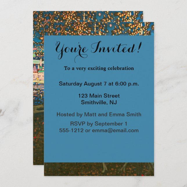 Abstract Kandinsky Riding Couple Colourful Invitation (Front/Back)