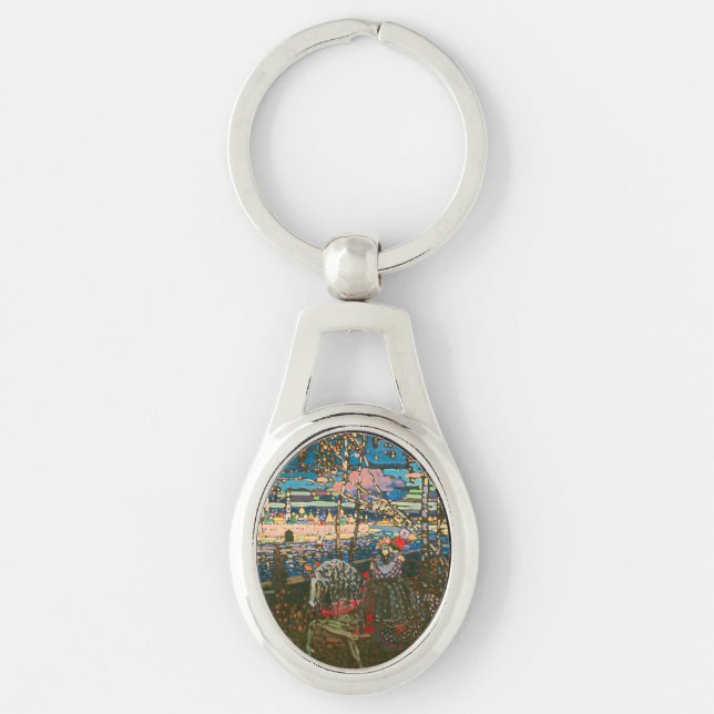 Abstract Kandinsky Riding Couple Colourful Key Ring (Front)