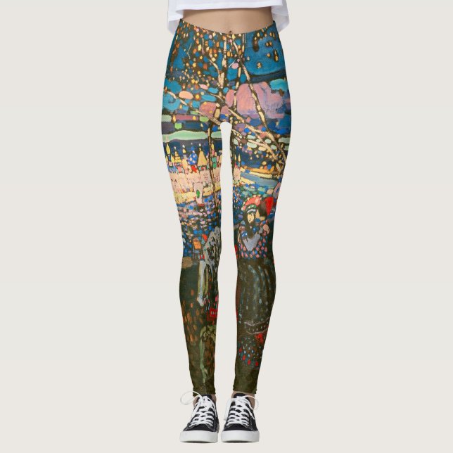 Abstract Kandinsky Riding Couple Colourful Leggings (Front)
