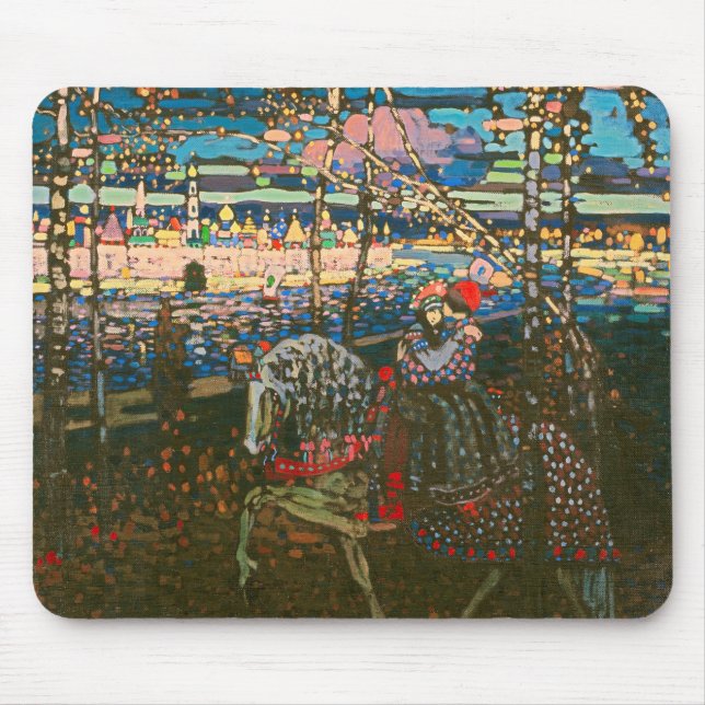 Abstract Kandinsky Riding Couple Colourful Mouse Pad (Front)