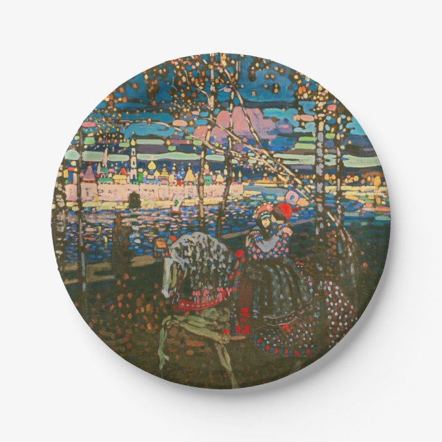 Abstract Kandinsky Riding Couple Colourful Paper Plate (Front)