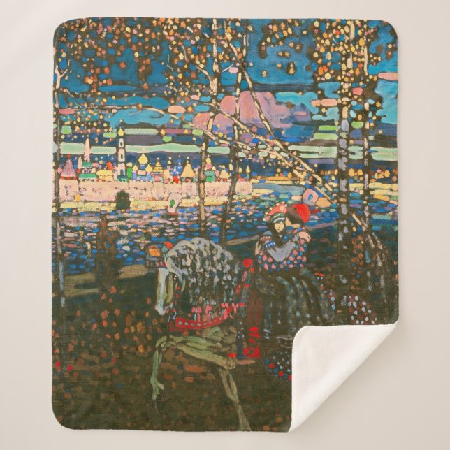 Abstract Kandinsky Riding Couple Colourful Sherpa Blanket (Front)