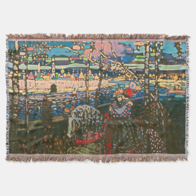 Abstract Kandinsky Riding Couple Colourful Throw Blanket (Front)
