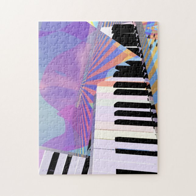 Abstract Keyboards and Stripes Jigsaw Puzzle (Vertical)