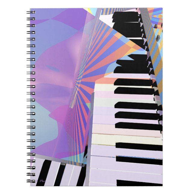 Abstract Keyboards and Stripes Notebook (Front)