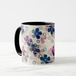 Abstract kids cute cartoon flowers floral retro de mug