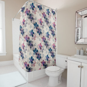Abstract kids cute cartoon flowers floral retro de shower curtain