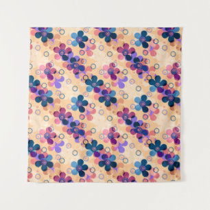 Abstract kids cute cartoon flowers floral retro de tapestry