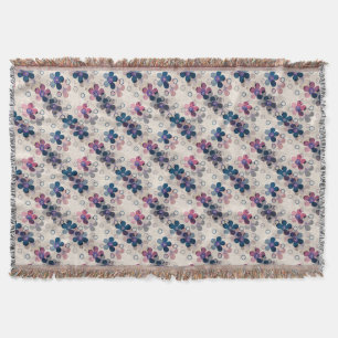 Abstract kids cute cartoon flowers floral retro de throw blanket