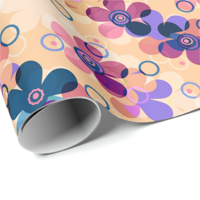 Abstract kids cute cartoon flowers floral retro de wrapping paper (Roll Corner)