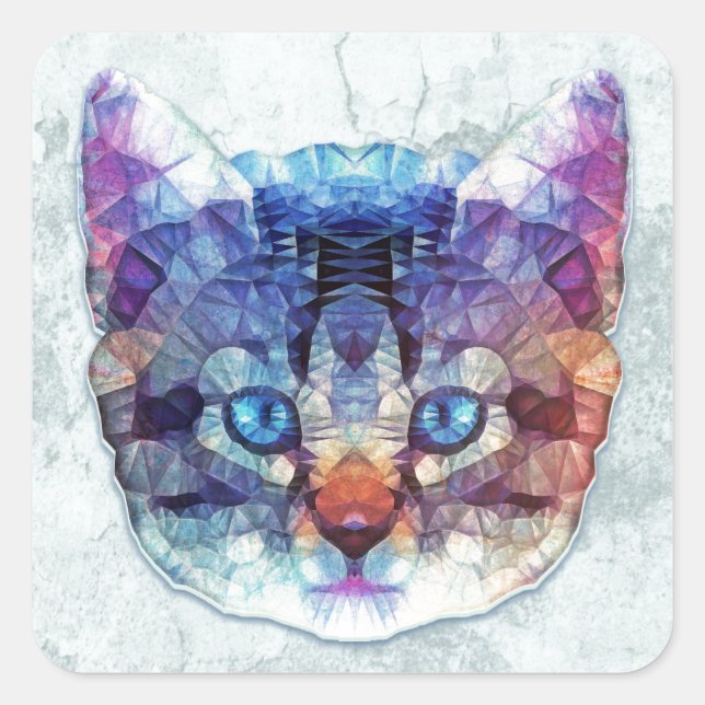 abstract kitten square sticker (Front)