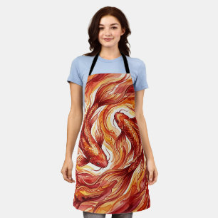 Abstract Koi Swirl Red Watercolor Apron