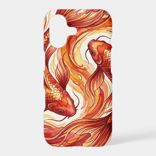 Abstract Koi Swirl Red Watercolor iPhone Cases