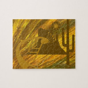 Abstract Kokopelli with Mesa, Cactus & Sun Jigsaw Puzzle
