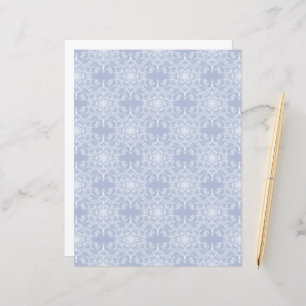 Abstract Lacy Fractal Snowflake Pattern on Blue