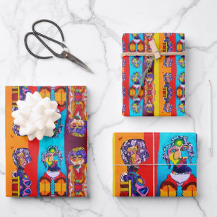 *ABSTRACT LADIES GIFT WRAP—3 SHEETS INCLUDED