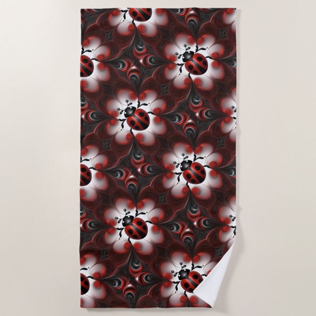 Abstract Ladybird Art Design, Beach Towel (Front)