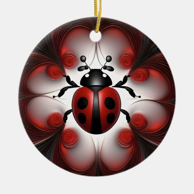 Abstract Ladybird Art Design, Ceramic Ornament (Front)