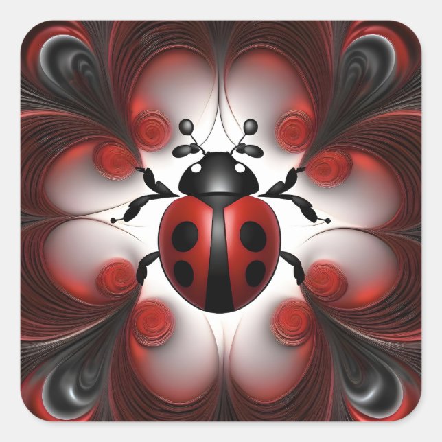 Abstract Ladybird Art Design, Square Sticker (Front)