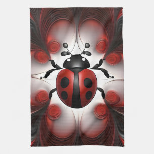 Abstract Ladybird Art Design, Tea Towel