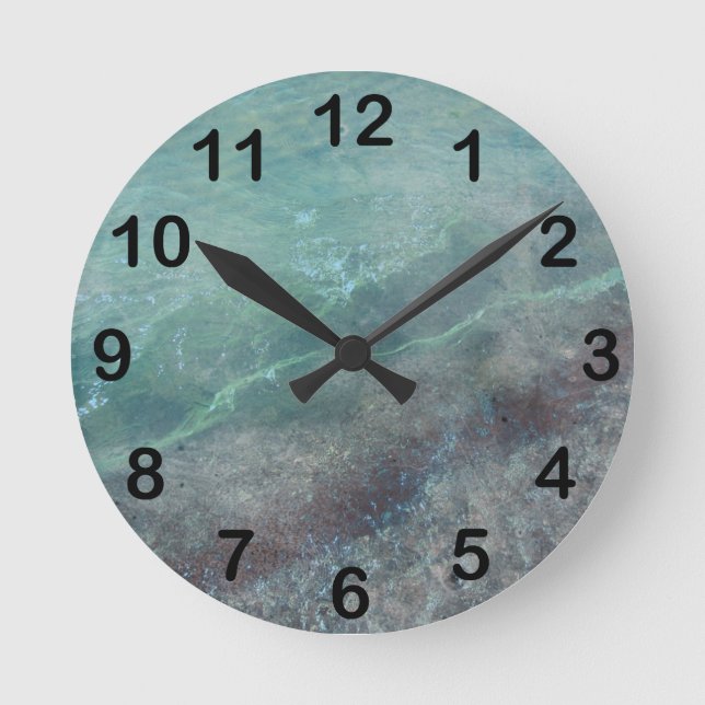 Abstract Lake Michigan Wave on Beach Round Clock (Front)