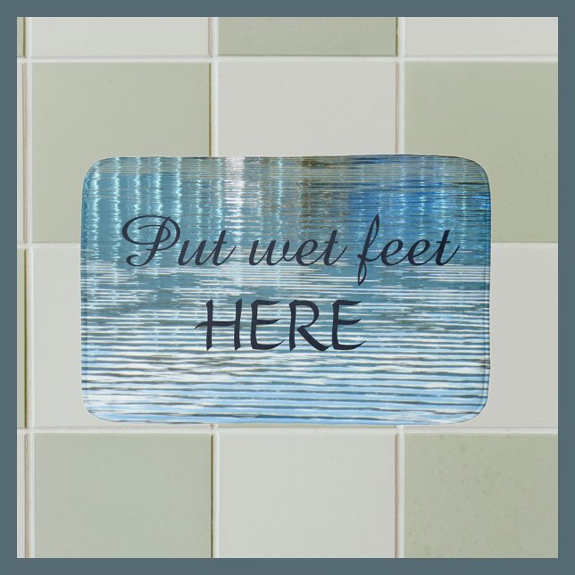 Abstract Lake Reflection Funny Plush Blue Wet Feet Bath Mat (Creator Uploaded)