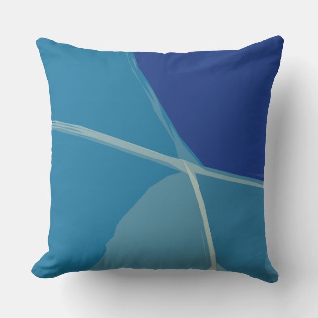 Abstract Lake Water Pattern Teal Blue Cushion (Front)