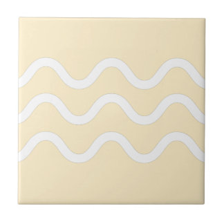 Abstract Lake Waves Beige and White Ceramic Tile