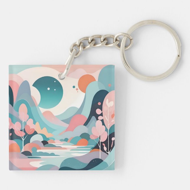 Abstract Landscape Art Key Ring (Back)