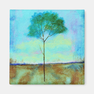 Abstract Landscape Art Lone Skinny Tree Painting Magnet