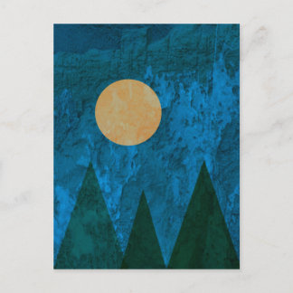 Abstract Landscape Art Mountains Moon Sky Postcard