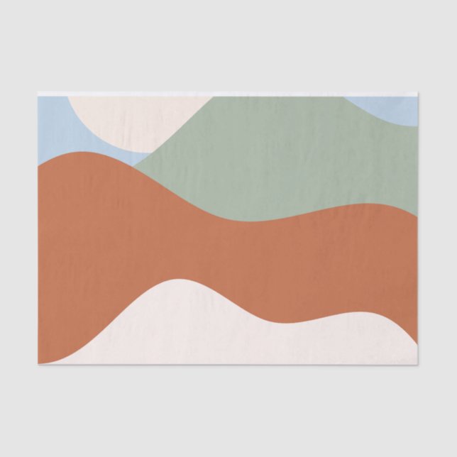 Abstract Landscape Art – Terracotta, Sage & Sky Bl Tissue Paper (Front)