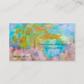Abstract Landscape Art Tree Pink Aqua Flowers Business Card