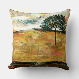 Abstract Landscape Art, Tree Rustic Painting Cushion