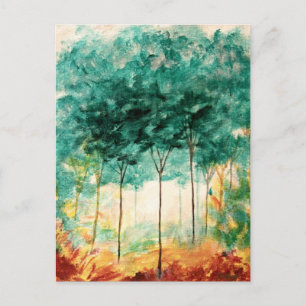 Abstract Landscape Art Trees Forest Painting Postcard