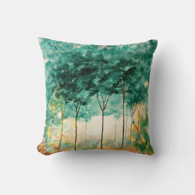 Abstract Landscape Art Trees Painting Home Decor Cushion (Front)
