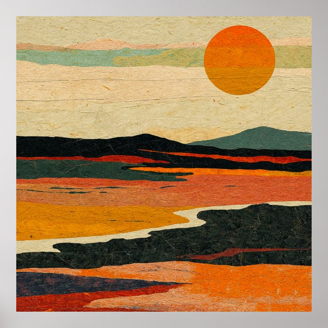 Abstract Landscape Artwork with Warm Tones Poster (Front)