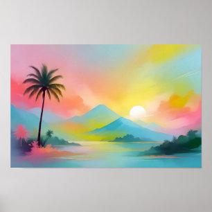 Abstract Landscape Beach Sky Nature Background Art Poster