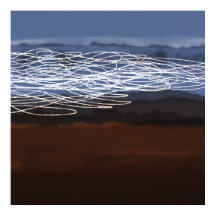 Abstract Landscape Brown Blue Modern Art