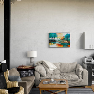 Abstract Landscape, Colourful Acrylic Painting Poster